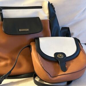 Elegant Black and Tan Women's Backpack Set